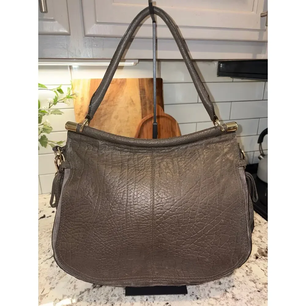 Coach 17781 Grey Chelsea Flagship Dowel Shoulder Bag Pebbled Leather Satchel